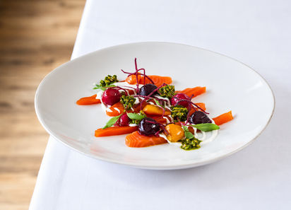 Salmon and beetroot fine dining dish