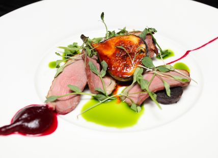 An image of a plate of food with meat, Three Courses and Free-Flowing Prosecco at M Threadneedle. M Threadneedle