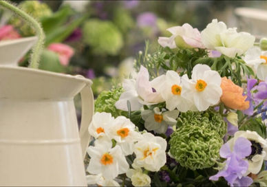 An image of flowers in vases on a table, One-Day Flower Masterclass. McQueens