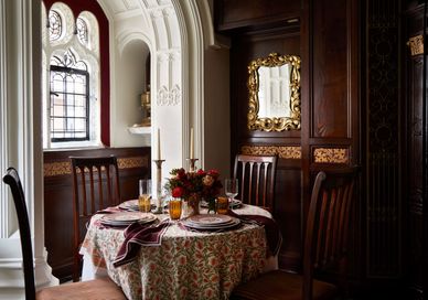 An image of a round table setting.