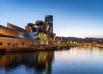 An image of a city by the water, 9-course tasting menu. Nerua