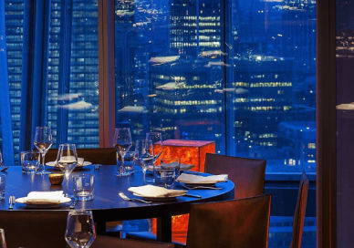 An image of a restaurant with a view of the city, Oblix. Oblix