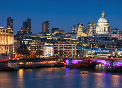 An image of a city at night, Five-course tasting menu. OXO Tower Restaurant