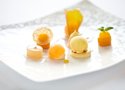 An image of a plate of food on a table, Tasting Menu. Restaurant Martin Wishart