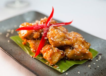 An image of a plate of food on a table, Platinum Menu. Zen Metro