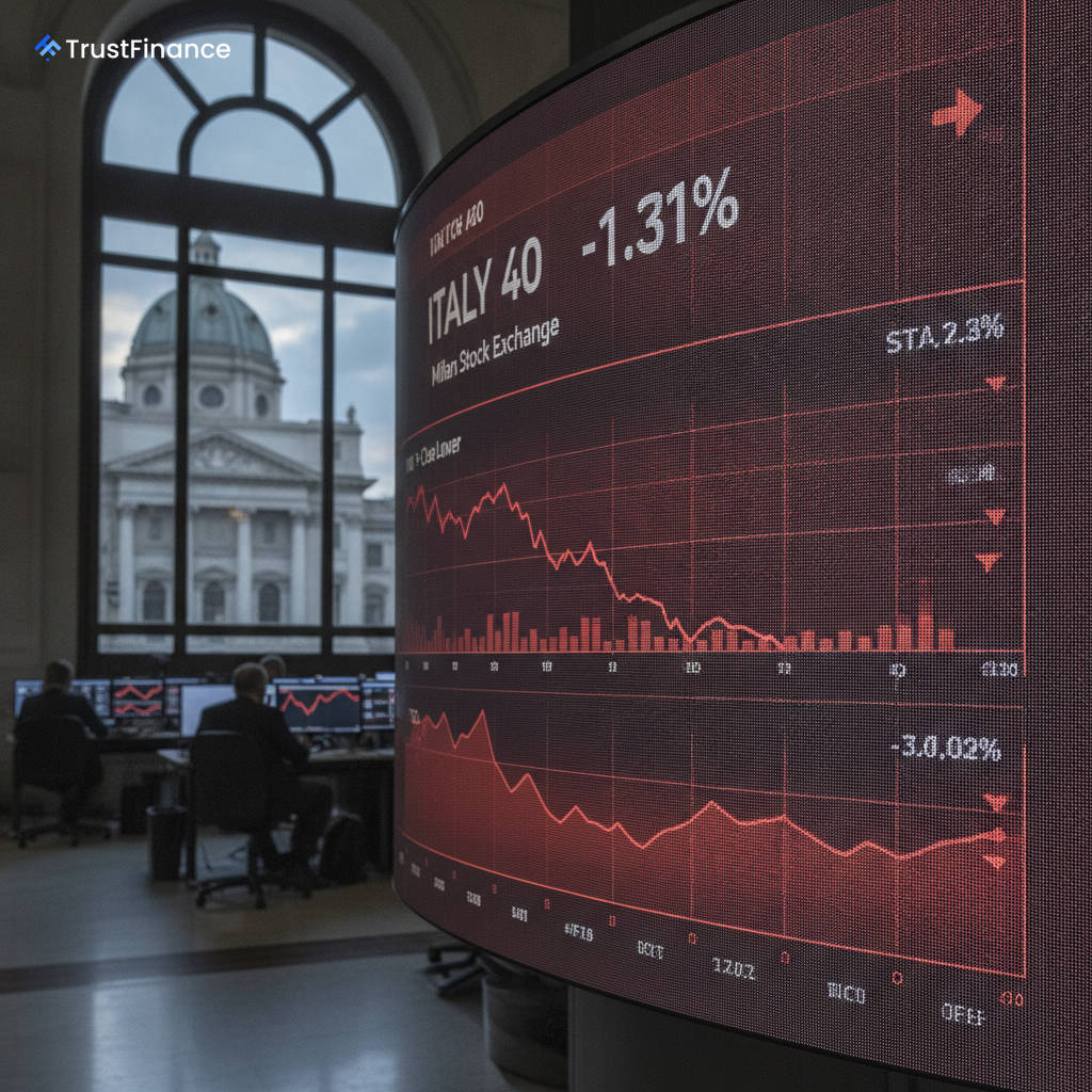 イタリア株式市場が下落、主要指数は1.31%安で取引終了