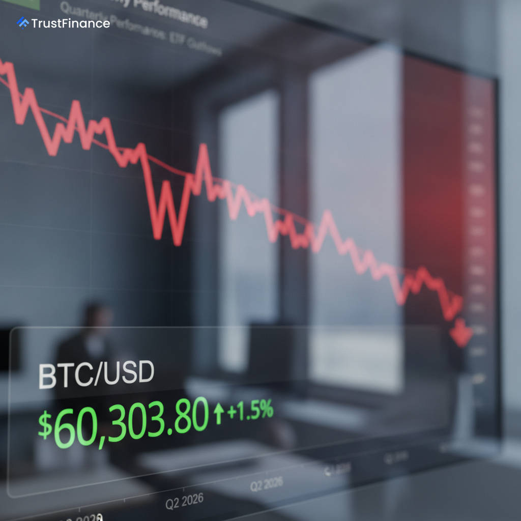 比特幣回升至 6 萬美元上方，但因 ETF 持續流出恐面臨季度虧損