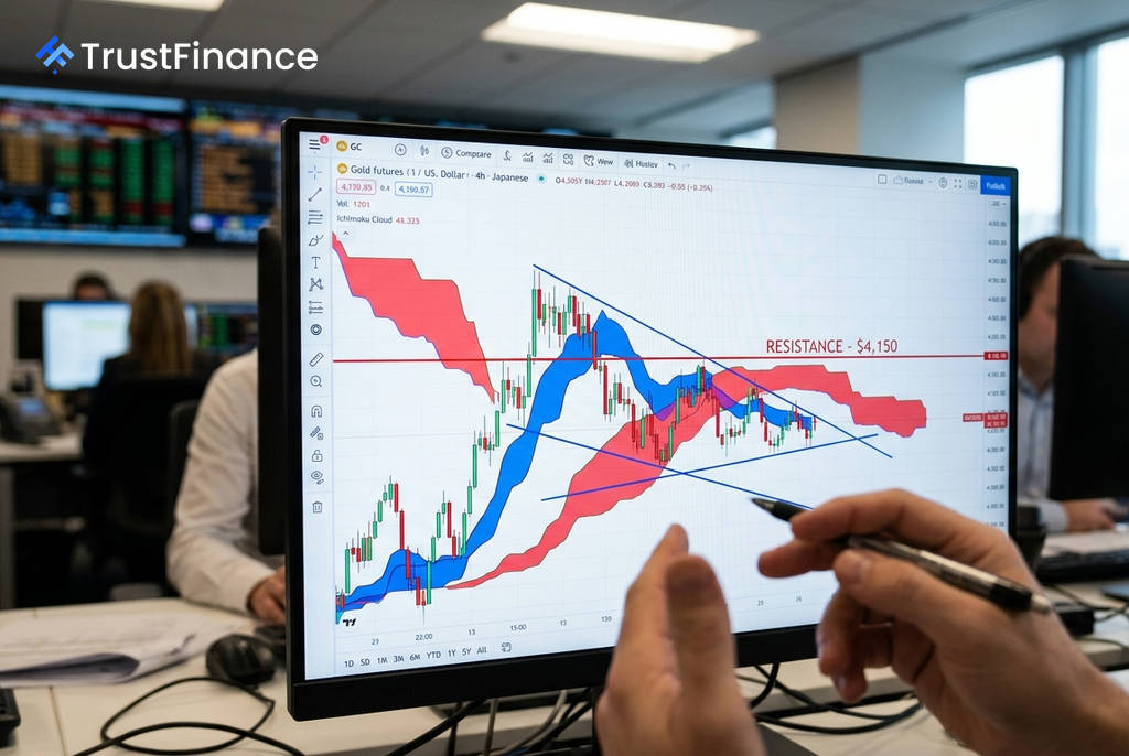 ราคาทองคำเคลื่อนไหวในกรอบแคบใต้แนวต้านสำคัญ จับตารูปแบบ 'Bearish Pennant' ส่อแววปรับตัวลงต่อ