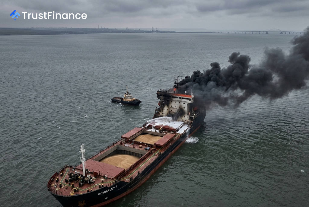 Ukraine Drone Strikes Disrupt Key Russian Grain Route in Sea of Azov