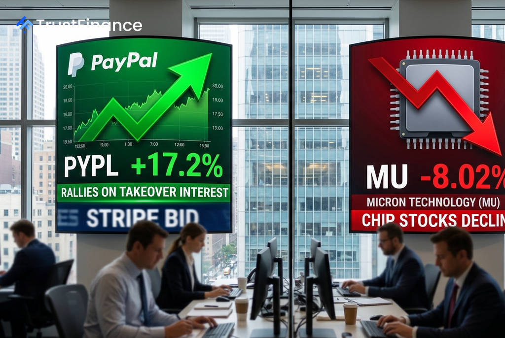 หุ้น PayPal พุ่งกว่า 17% จากข่าวลือซื้อกิจการ สวนทาง Micron ที่ร่วงหนัก