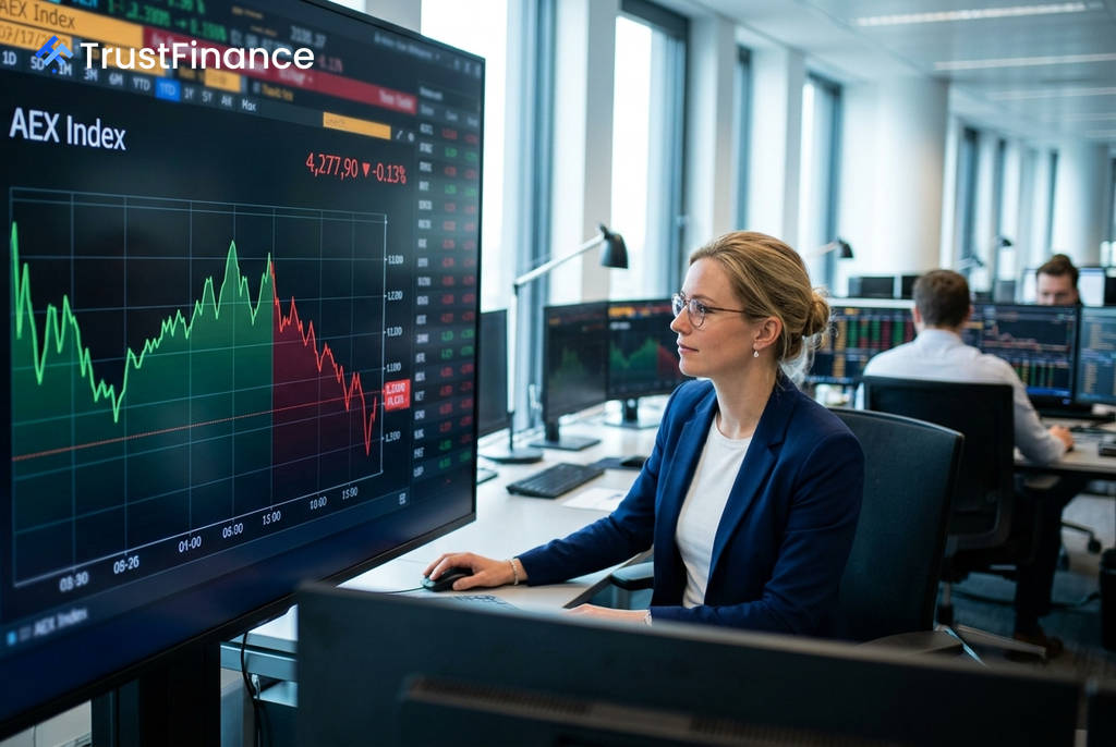 नीदरलैंड के शेयर बाजार में गिरावट, AEX मामूली 0.13% टूटा