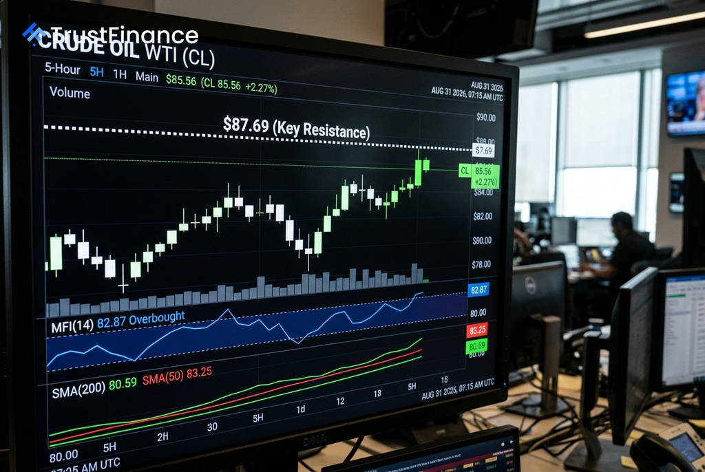 Giá dầu WTI tiến sát ngưỡng kháng cự quan trọng 87,69 USD, đà tăng có dấu hiệu suy yếu