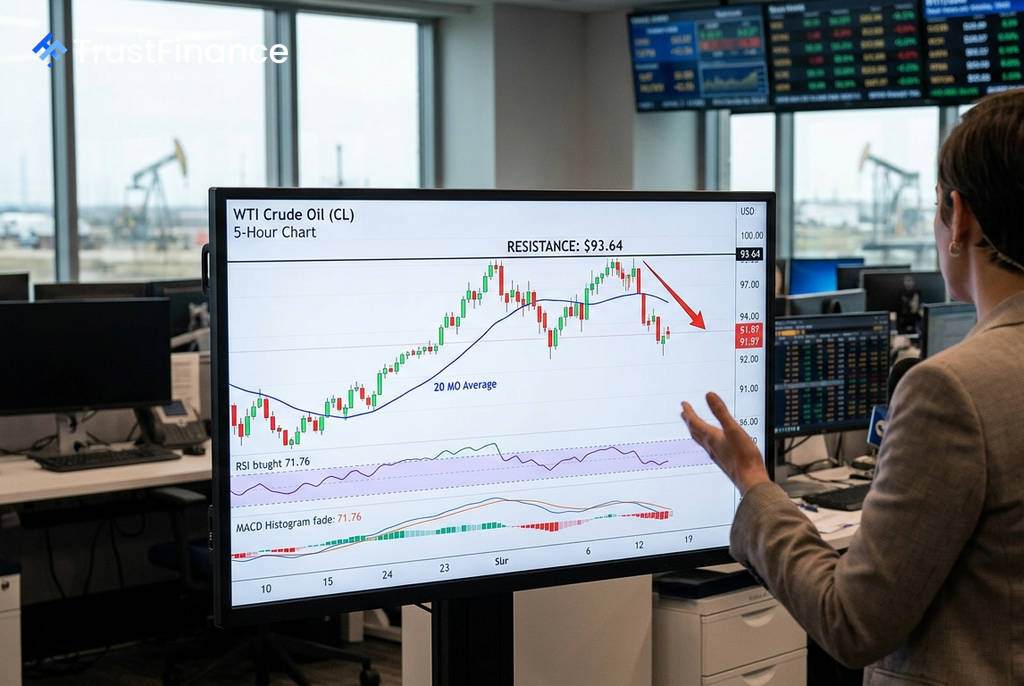 WTI Crude Oil Rejects Key $93.64 Resistance, Forming Potential Double-Top
