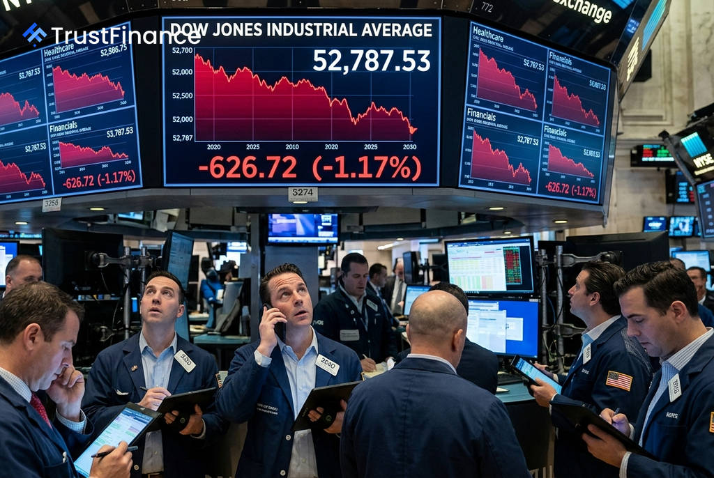 Dow Jones Falls Over 1% as Healthcare and Financial Stocks Lead Market Decline