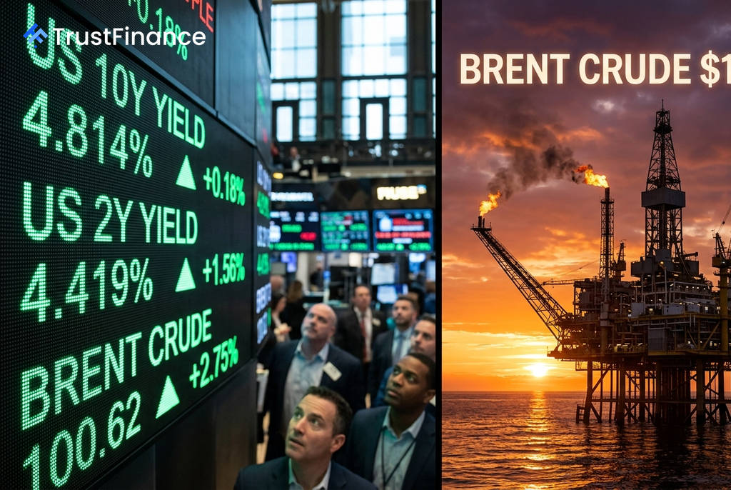 U.S. Treasury Yields Climb as Brent Crude Tops $100 on Mideast Tensions