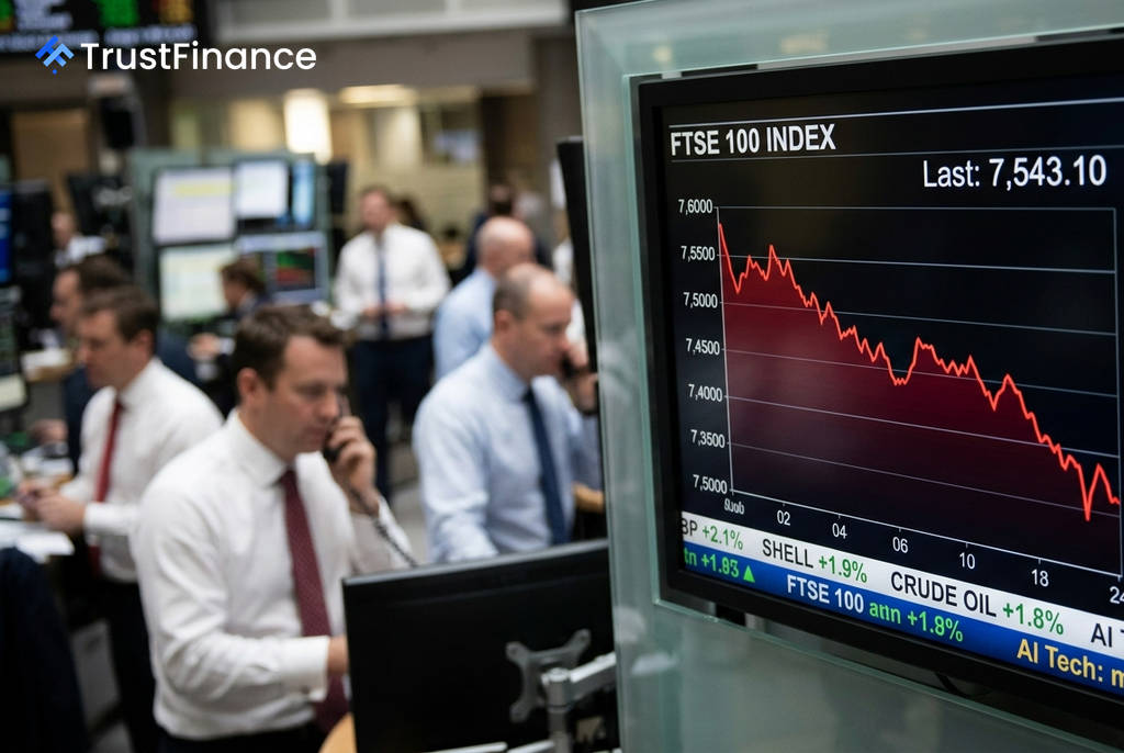 UK's FTSE 100 Slips as Surging Oil Prices and AI Debate Weigh on Sentiment