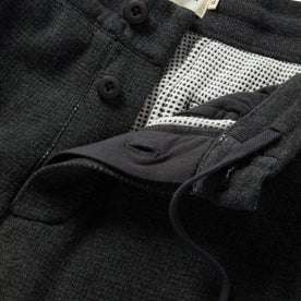 material shot of the waffle interior on The Weekend Pant in Coal Double Knit
