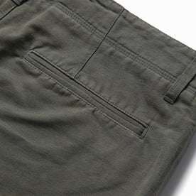 material shot of the rear pocket on The Morse Short in Dark Slate Linen