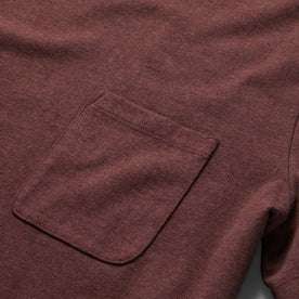 material shot of the front pocket on The Heavy Bag Tee in Russet