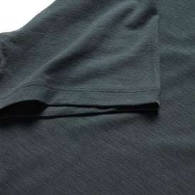 material shot of the sleeves on The Merino Tee in Dark Slate