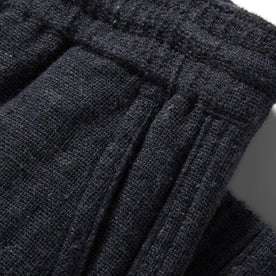 material shot of the texture of The Apres Pant in Charcoal Donegal