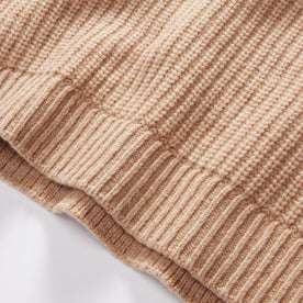 material shot of the hem on The Fisherman Sweater in Camel