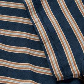 material shot of the sleeve hem of The Organic Cotton Tee in Deep Sea Stripe