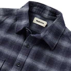 material shot of the collar on The Yosemite Shirt in Navy Shadow Plaid
