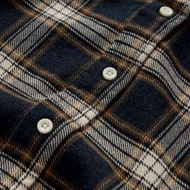 material shot of the buttons on The Ledge Shirt in Admiral Plaid