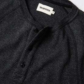 material shot of The Heavy Bag Waffle Henley in Coal