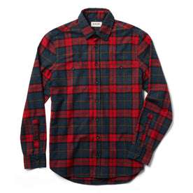unfolded flatlay from the front of The Utility Shirt in Brushed Red Plaid