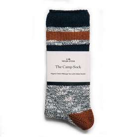 editorial image of the wrapping of The Camp Sock in Heather Olive