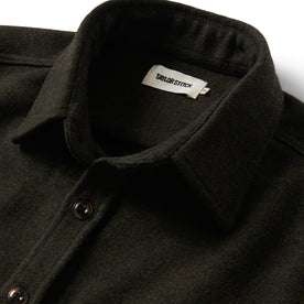 material shot of the collar on The Maritime Shirt Jacket in Evergreen Twill