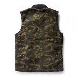 flatlay of the back of The Workhorse Vest in Camo Boss Duck