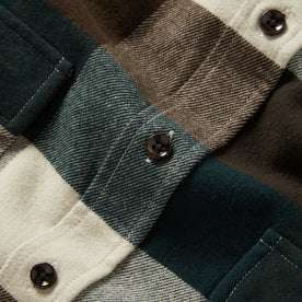 material shot of the buttons on The Yosemite Shirt in Evergreen Check