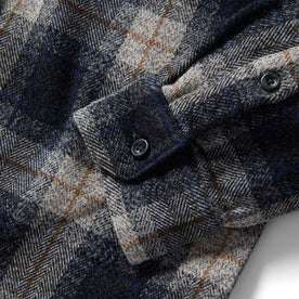 material shot of the cuffs on The Utility Shirt in Navy Jaspe Herringbone Plaid