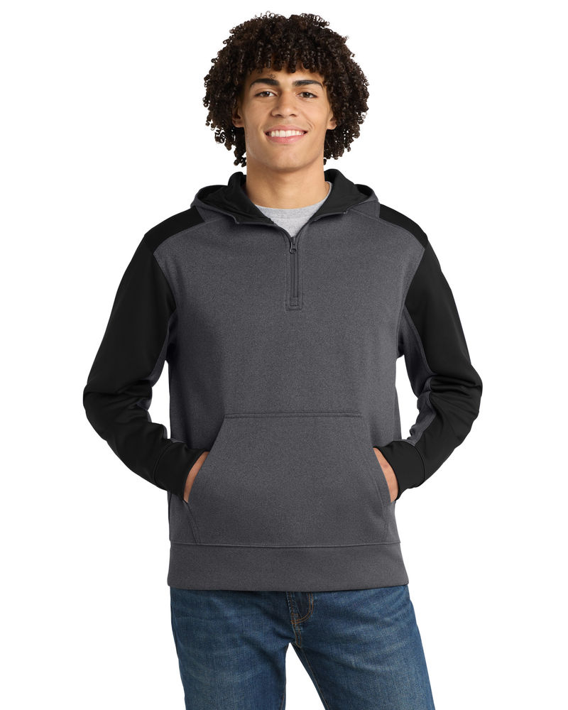 Sport-Tek ®   Tech Fleece Colorblock 1/4-Zip Hooded Sweatshirt. ST249