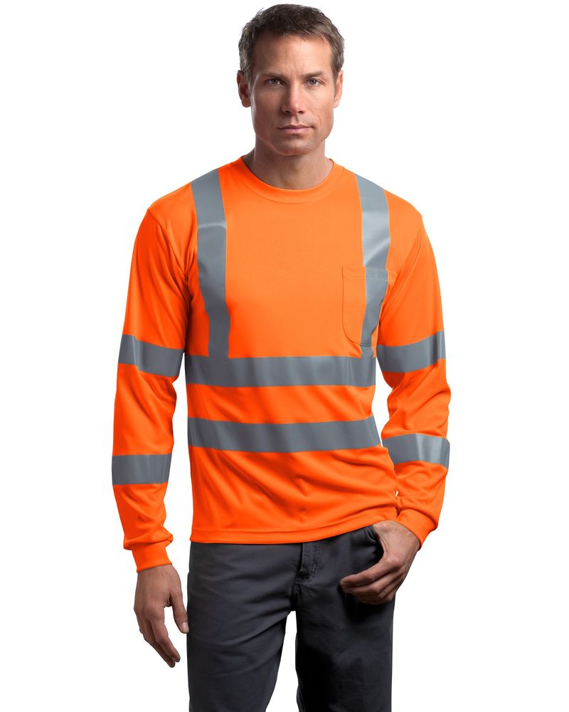 CornerStone ®  - ANSI 107 Class 3 Long Sleeve Snag-Resistant Reflective T-Shirt. CS409