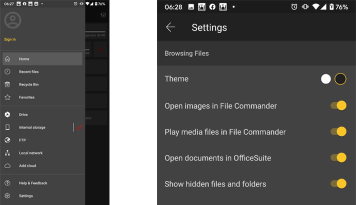 kita melakukan custom untuk file commander setting