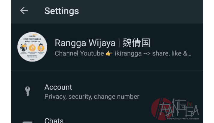 Berada di dalam menu setting
