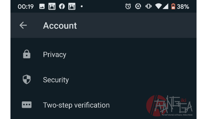 Menu account untuk disable double ceklist Whatsapp