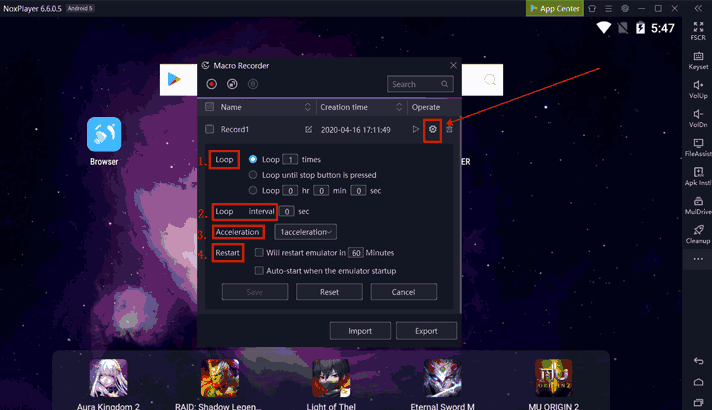 Macro Recorder NoxPlayer Android emulator