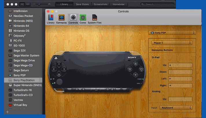 Pengaturan controller untuk main game PSP di macOS