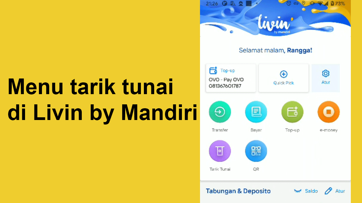 Menu tarik tunai di Livin by Mandiri