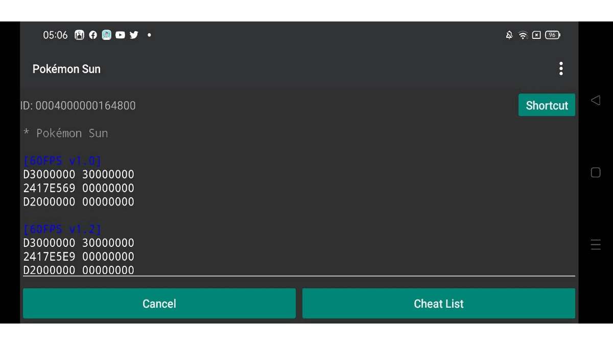 Masukkan cheat yang telah disiapkan untuk main game 3ds