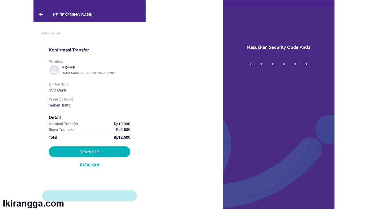 lanjut dan masukkan pin untuk transaksi di OVO