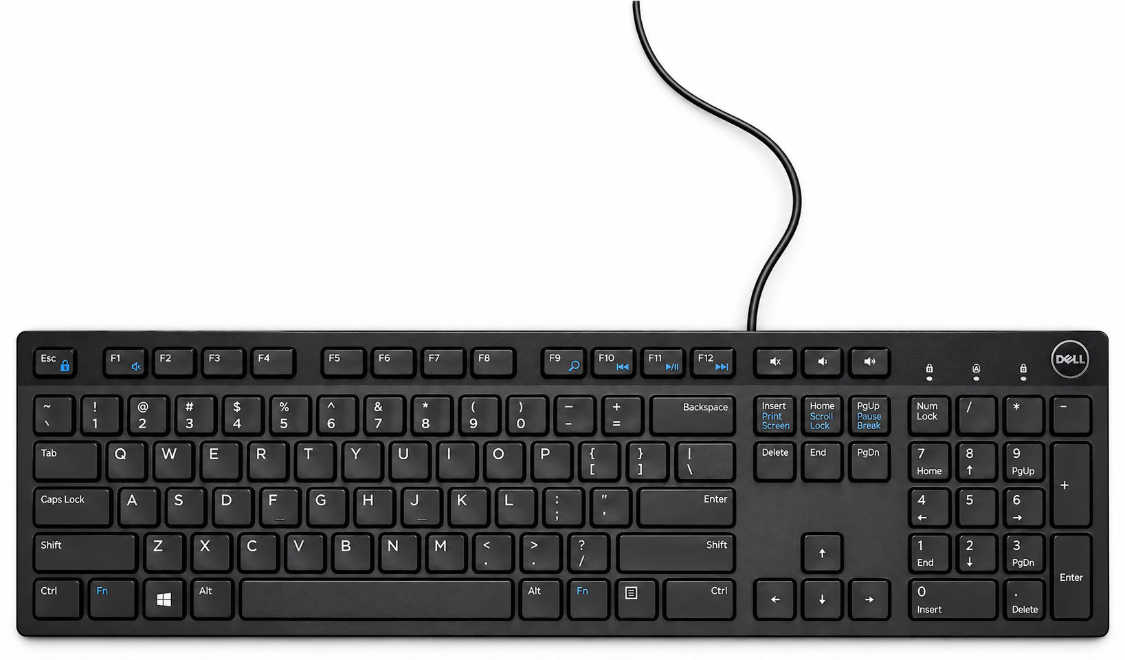 Black Dell Style Keyboard on White Background