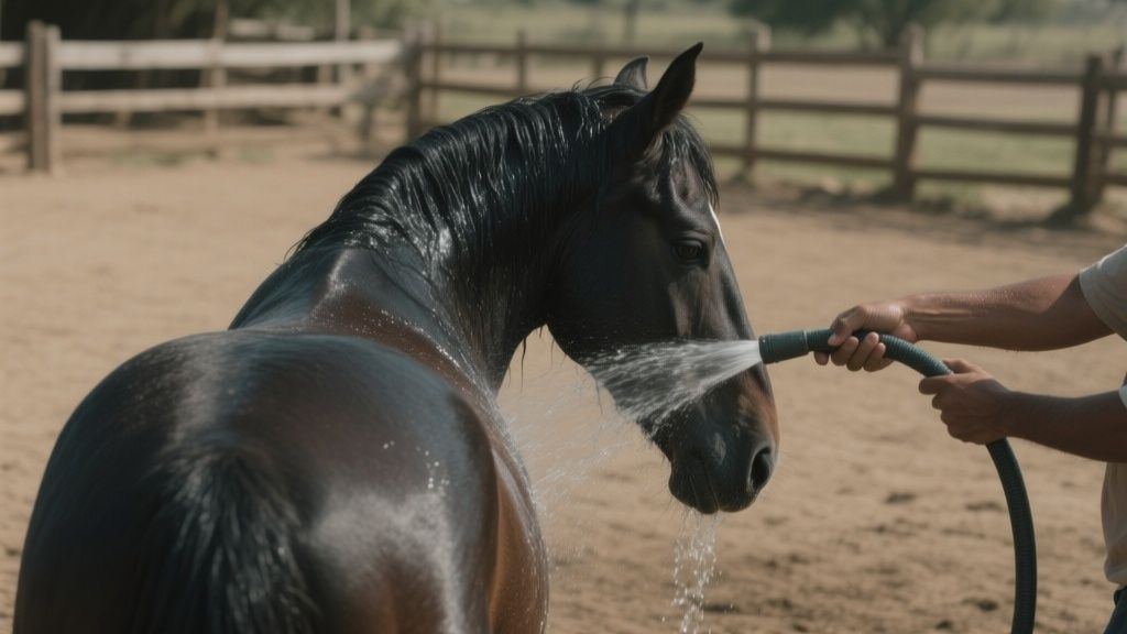 Imagen ilustrativa sobre Cómo Bañar a Tu Caballo Correctamente y Cada Cuánto Hacerlo