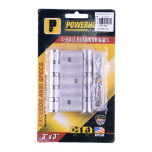 Powerhouse Stainless 4-Ball Bearing Hinge 3"x3" Blister