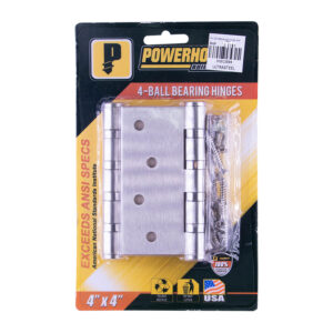 Powerhouse Stainless 4-Ball Bearing Hinge 4"x4" Blister